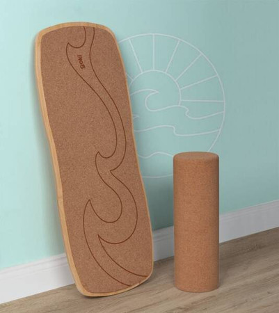 Bambusowa deska do balansowania na wałku korkowym do 120kg Goki