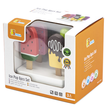 VIGA Zestaw Drewnianych Lodów na Patyku ze Stojakiem  6 szt.