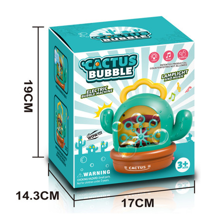 WOOPIE Elektryczna Maszyna Do Baniek Mydlanych Kaktus Efekty Dźwiękowe i Świetlne