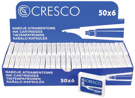 Naboje atramentowe niebieskie 6 szt., Cresco