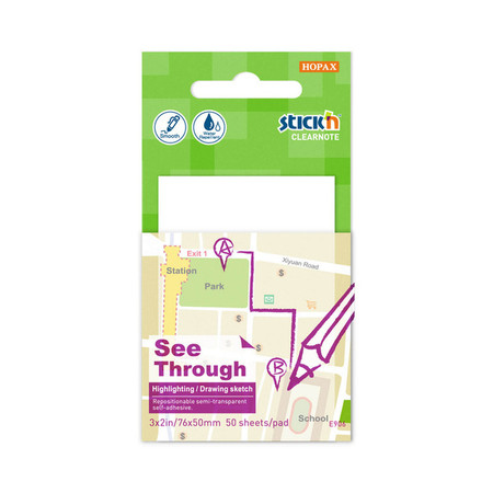 Przezroczysty notes samoprzylepny 51x76 mm, 50 karteczek