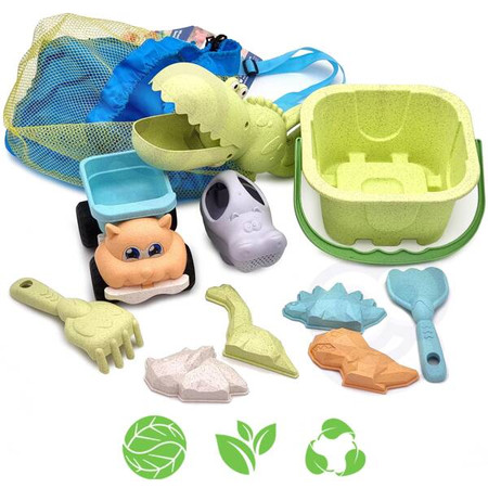 WOOPIE GREEN Zestaw do Piasku z Wiaderkiem i Łopatką Krokodyl 10 el. BIODEGRADOWALNY ORGANICZNY MATERIAŁ