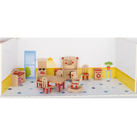 Meble dla lalek, kuchnia czerwona, goki