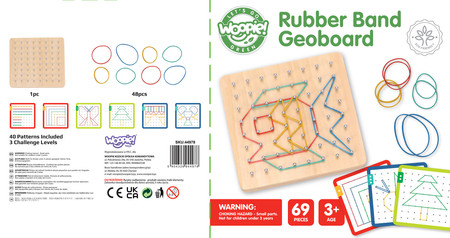 WOOPIE GREEN Geoplan na Gumki Drewniana Układanka 69 el. Certyfikat FSC