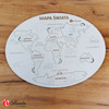 Drewniana mapa Świata kontynenty i oceany