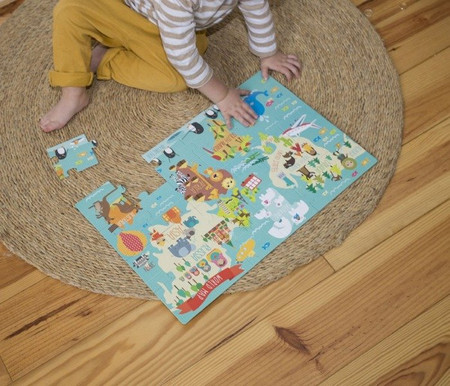 Puzzle podłogowe 24 el. Apli Kids - Mapa świata 3+