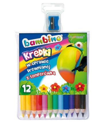 Kredki Bambino w drewnianej oprawie z temperówką 12 kolorów