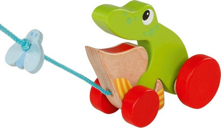 Drewniana żabka do ciągnięcia na sznurku