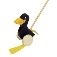 Kaczor na patyku - zabawka drewniana na kiju