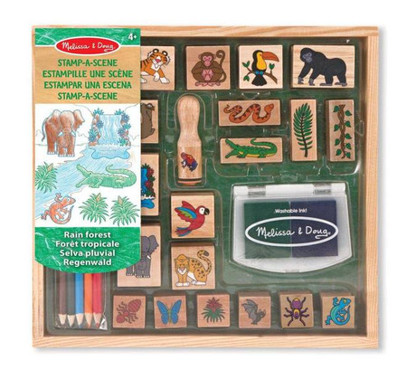 Zestaw drewnianych pieczątek Las Deszczowy 12423-Melissa & Doug, stempelki