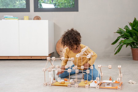 Drewniane klocki konstrukcyjne Mini Trigonos - 130 el.