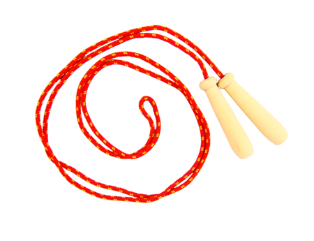 Skakanka sznurkowa z drewnianymi rączkami Akson - Czerwona