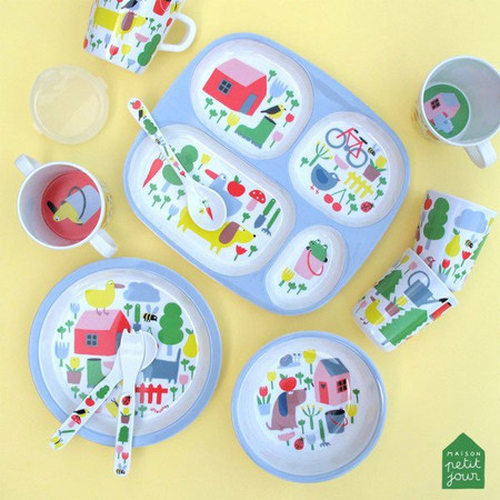Zestaw naczyń i sztućców dla dziecka, 5 el., Wiejska Sielanka | Maison Petit Jour®