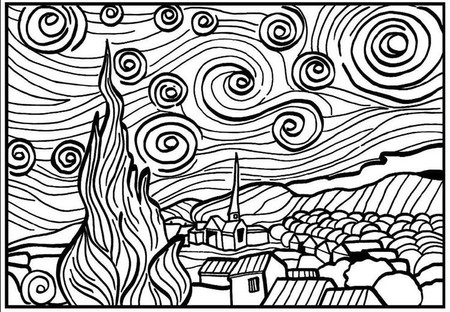 Kolorowanka welwetowa 29,7x21 Van Gogh Gwiaździsta Noc