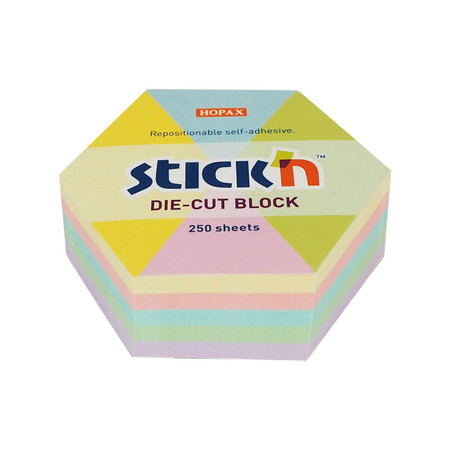 Notes sześciokąt, 61x70mm, mix 5 kol. pastelowych, 250kart.(18)