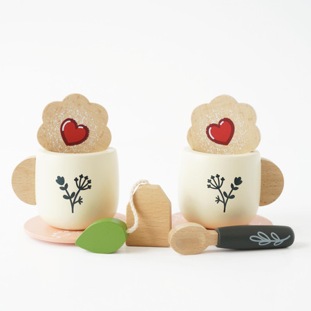 Drewniany zestaw do herbaty akcesoria kuchenne zabawka gotowanie Le Toy Van