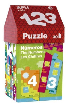 Puzzle w kartonowym domku 30 el. Apli Kids - Cyfry 3+