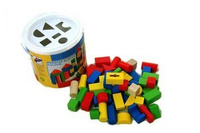 Klocki drewniane w wiaderku z sorterem 50 szt