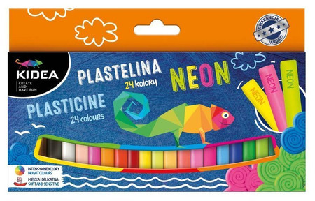 Plastelina 24 kolory neonowe Kidea