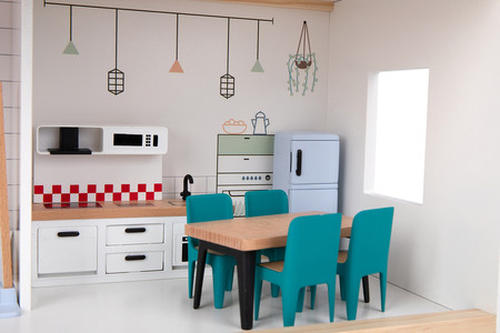 TOOKY TOY Duży Drewniany Domek dla Lalek + Figurki FSC