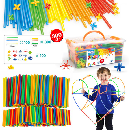 WOOPIE Klocki Konstrukcyjne Kolorowe Słomki 800 el.