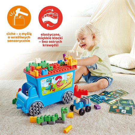 Klocki konstrukcyjne w aucie, Licz i baw się – Laweta, 114 el., 18m+, PolyM