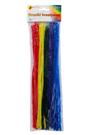 Druciki kreatywne mix kolorów podstawowych 40 szt 30 cm 6 mm grubość