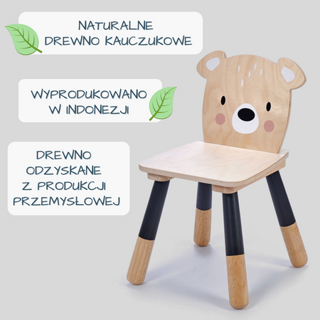 Drewniane krzesełko, Miś, kolekcja mebli Forest, Tender Leaf Toys