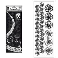 Naprasowanka welwetowa Czarna Kwiatki