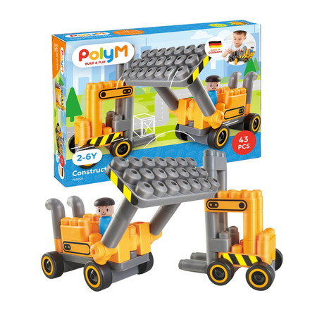 Klocki konstrukcyjne, Plac budowy, 43 el., 2+, PolyM