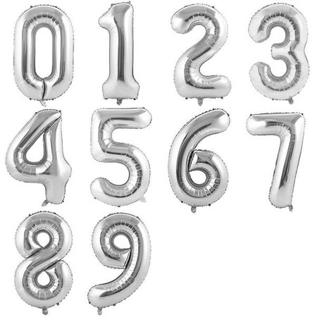 Balon foliowy CYFRA SREBRNA 32" 67 cm (na hel lub powietrze)
