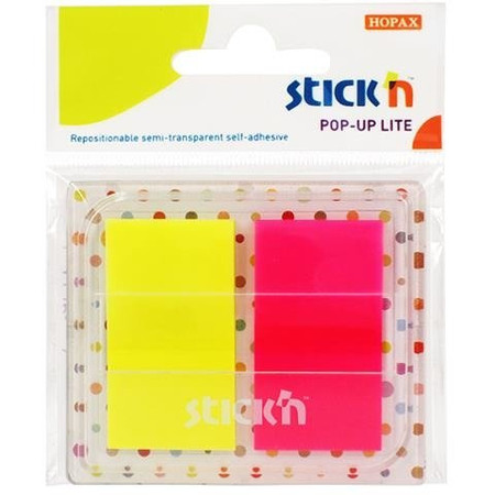 Zakładki Ind. w Podajniku 45x25mm, 2 Kol.Neon. (40 Kar.)