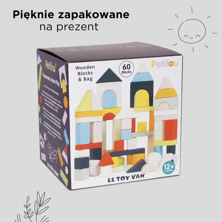 Drewniane klocki zestaw 60 sztuk zabawka edukacyjna dla dzieci, Le Toy Van