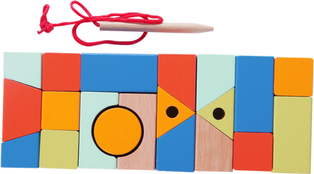 CLASSIC WORLD Drewniane Klocki do Nawlekania Figury Geometryczne 21 el.