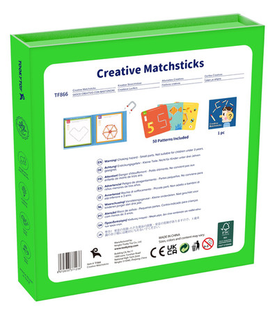 TOOKY TOY Drewniana Układanka Gra Logiczna Łamigłówki Zapałki Magnetyczne dla Dzieci 58 el.