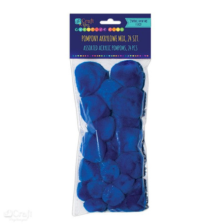 Pompony granatowe 24 sztuki mix rozmiarów