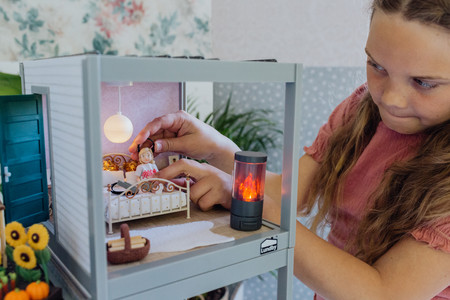 Wyposażenie domku dla lalek kominek zestaw, zabawka dla dzieci salon Lundby