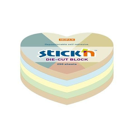 Notes Serce, 64x67mm, Mix 5 Kol. Pastel+Recykling 250Kart.