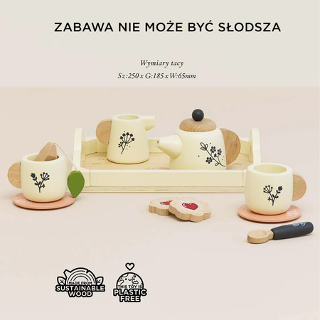 Drewniany zestaw do herbaty akcesoria kuchenne zabawka gotowanie Le Toy Van