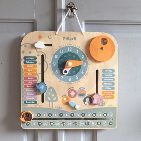 Kalendarz drewniany dla dzieci w angielskiej wersji językowej
