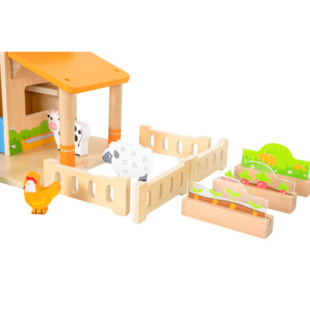 VIGA Drewniana Farma Dom Farmera Z Ogródkiem I Traktorem 21 el