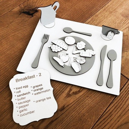 Drewniana układanka My Plate do nauki angielskiego