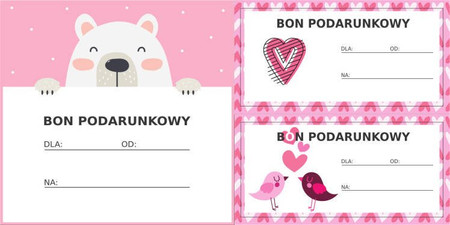 Walentynkowe bony podarunkowe do druku