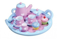 Drewniany zestaw herbaciany z serduszkiem