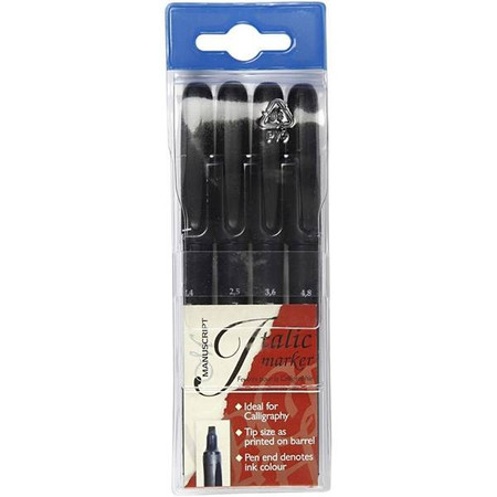 Markery do kaligrafii Czarne, 4 rozmiary