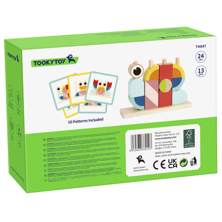 TOOKY TOY Drewniane puzzle sześcienne Układanka na palikach Krab