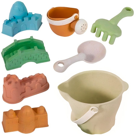 WOOPIE GREEN Zestaw do Piasku  w Wiaderku Zamki 8 el. BIODEGRADOWALNY ORGANICZNY MATERIAŁ