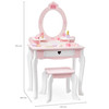 VIGA Duża Toaletka Drewniana Biało-Różowa z Lustrem i Krzesełkiem