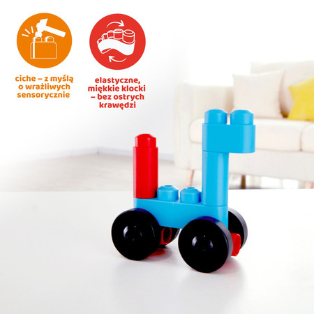 Klocki konstrukcyjne, Auta i Zwierzaki, 6 el., 18m+, PolyM