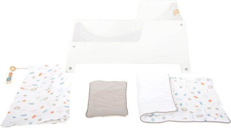 Drewniana kołyska dla lalki Little Button 11813-Small Foot, meble dla lalek